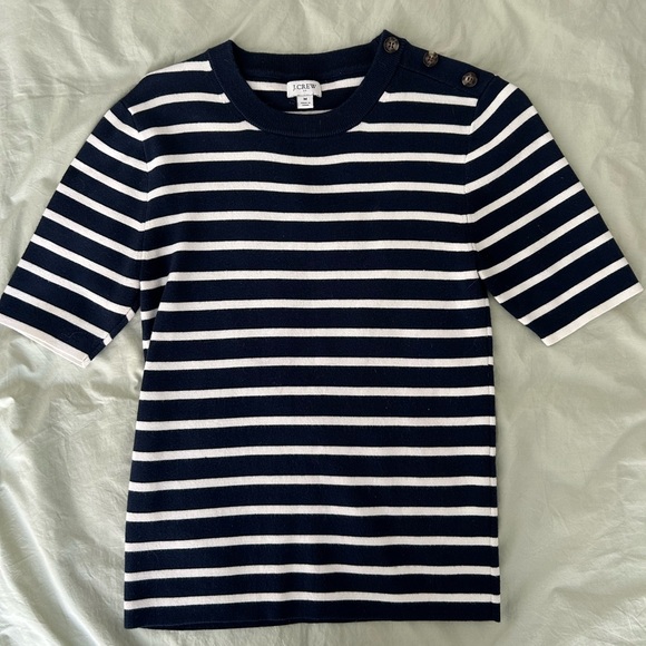 J. Crew Navy and White Striped Sweater Top - Picture 2 of 6